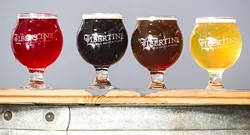 SWEET TO BE SOUR: At Libertine Brewing Company, you can kick back with a range of flagship brews—including Libertine Pacific Ocean Blue Gose, Wild IPA, Central Coast Saison, Edna Table Saison, 1234 Broad St., and Aubree Rye Saison—or go for a more familiar craft beer favorite, a glass of local wine, cold brew coffee, or kombucha. - PHOTO BY JAYSON MELLOM