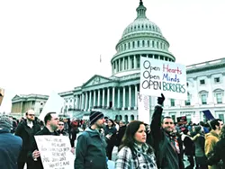 FROM SLO TO D.C.: The rise in activism and protest in SLO is part of a larger national wave of protests sweeping the country after the 2016 presidential election. - PHOTO BY BELLA STENVALL