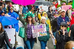 ON THE MARCH: The SLO Women’s March drew thousands and helped spark a renewed interest in political activism in SLO County. - PHOTO BY JAYSON MELLOM