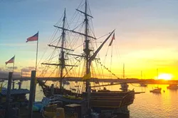 PIRATES?: Occasionally pirate ships—it’s not really a pirate ship—show up in the Morro Bay harbor. You can also kayak and paddle board in the harbor. - PHOTO BY CAMILLIA LANHAM