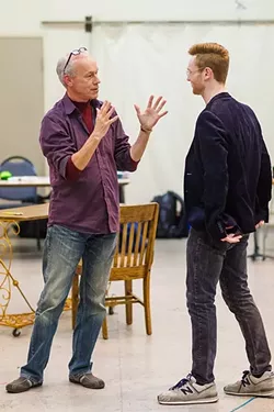 BROADWAY BOUND: Joe Ogren (right) plays the role of Max in Lend Me a Tenor under the watchful eye of director Brad Carroll (left). “The first time I got to listen to this music and read this script, I really knew it was a special show,” Ogren said. - PHOTO BY JAYSON MELLOM
