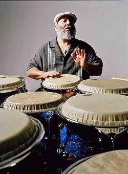 CONGA MASTER!: Latin jazz superstar Poncho Sanchez headlines the fourth annual SLO Jazz Festival on May 20, in the SLO Mission Plaza. - PHOTO COURTESY OF PANCHO SANCHEZ