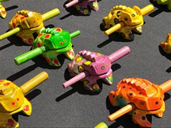 FROG CHORUS Mr. Cassidy's Gifts sells handcrafted sound-making frog toys.