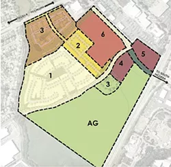 ROADS OVERHAUL The San Luis Ranch housing project will require the construction of a Highway 101 overpass at Prado Road upon completion of the development's second phase, as indicated in the graphic. - ILLUSTRATION COURTESY OF THE CITY OF SAN LUIS OBISPO