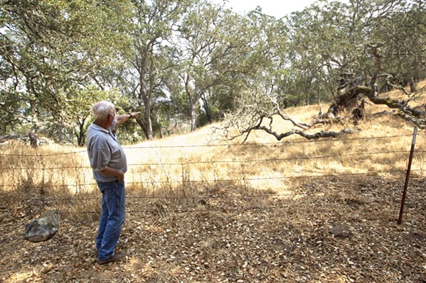 ROLLING WITH THE PUNCHES For the last 21 years, Red Heesch has lived on top of the hill where San Diego and San Dimas roads meet. Since 2006, he's followed Eagle Ranch, and is opposed to the annexation of the property into city limits. - PHOTO BY JAYSON MELLOM