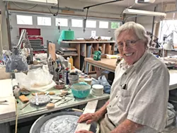 THE ARTIST AT HOME At nearly 93, ceramic artist Don Frith is still making stunning teapots that sell for up to $600. Frith continues to use the original ceramic wheel he has been working with for more than 50 years. - PHOTO BY REBECCA ROSE