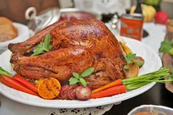 SLICE IT UP, SLEEP IT OFF Gluttony, sloth, and—of course—political disagreements will abound this Thanksgiving. Take Flavor writer Hayley Thomas Cain's advice, and "roll with it." Oh, and pass the rolls, please! - PHOTO COURTESY OF DINA MANDE