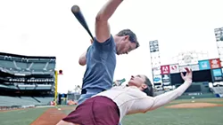 A MAN AND HIS BALL During the creative process of making Baseballet: Into the Game, dancer and former SLOcal Weston Krukow (pictured here with Smuin Ballet dancer Terez Dean) came up with the idea to have the baseball turn into a female dance partner in one of the pieces. - PHOTO COURTESY OF BEN NEEDHAM-WOOD