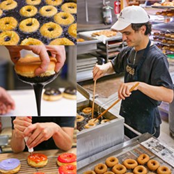 DOLLARS TO DONUTS SloDoCo Creative Baker Kenny Hall rises while most of us are deep in slumber to transform rounds of fried dough into literal galaxies of flavor. - PHOTOS COURTESY OF SLODOCO