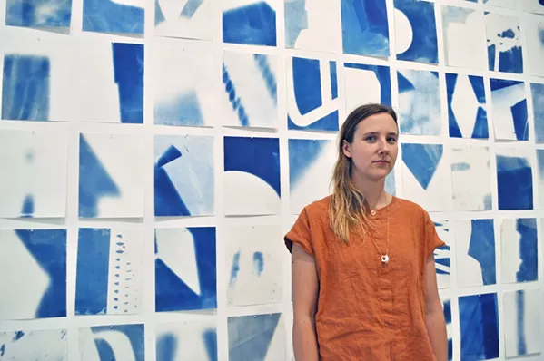 CYANOTYPE IN SLO Dwelling is Bay Area artist Emily Gui's first exhibit on the Central Coast. - PHOTO BY ASHLEY LADIN