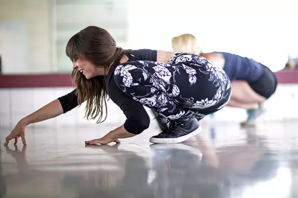 BUST A MOVE Shawna Marie, owner of Ignite Movement Studio in Morro Bay, leads a group of women through her dance fitness or Booty School Class. - PHOTO BY JAYSON MELLOM