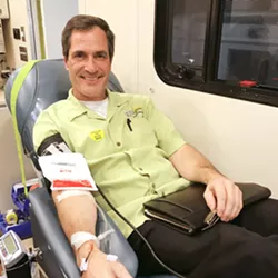 LASTING LEGACY Doc Burnstein's founder/owner Greg Steinberger gives back to the community by giving blood. The company has continued to partner with United Blood Drives and incentivizes the practice by donating a pint of ice cream for every participant who donates a pint of blood. - PHOTO COURTESY OF DOC BURNSTEIN'S