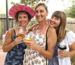 BICYCLE BEAUTIES (Left to right) Rebecca Kallal, Natalia Hogue Wellman, and Cyndi Hafley enjoy some craft beer and bicycle camaraderie at Hot August Bikes, a fundraising bike show for Bike SLO County on Aug. 11 at Central Coast Brewing. - PHOTOS BY GLEN STARKEY