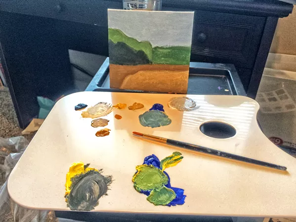 CLOSE ENOUGH My attempt to paint an abstracted landscape yielded mixed results, but practice makes perfect. - PHOTO BY CHRIS MCGUINNESS