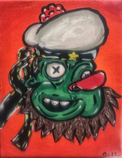 FREE FORM Learning and practicing traditional painting techniques is fun, but sometimes you just have to let lose and paint whatever weird thing comes into your head ... like this weird green sailor dude. - IMAGE BY CHRIS MCGUINNESS