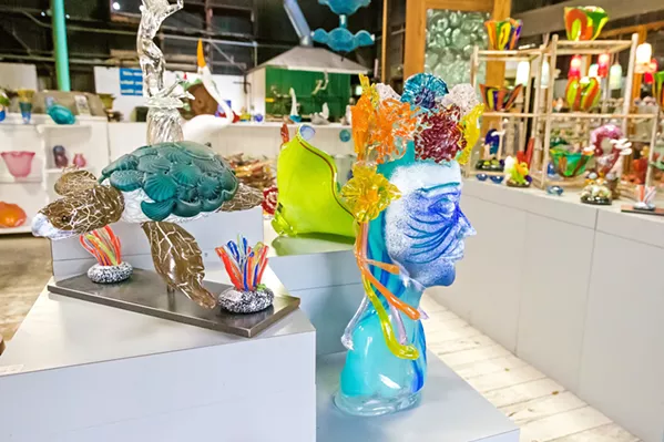 BRIGHTLY COLORED GLASS Eric Dandurand offers a special kind of gift this holiday season, the gift of blown-glass goods. - PHOTO BY JAYSON MELLOM