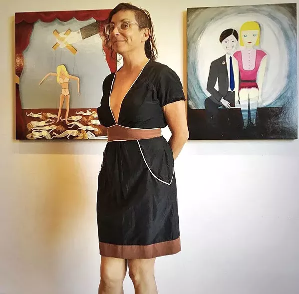 STATUS QUO SLO artist Missy Reitner-Cameron's oil painting on wood panels, So It Goes (left), speaks to the way that women and their bodies are treated in the U.S. - PHOTO COURTESY OF MISSY REITNER-CAMERON