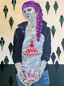 RESIST V-Day, by local artist Lena Rushing, speaks to the struggles women currently face in the fight for equality. - IMAGE COURTESY OF STUDIOS ON THE PARK