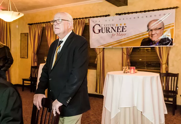 THUMPING san Luis Obispo Mayoral Candidate T. Keith Gurnee Reacts To Election Night Results That Showed Incumbent Heidi Harmon En Route To A Landslide Re-election Victory. - FILE PHOTO BY JAYSON MELLOM