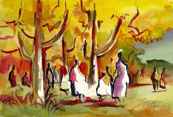 SLOWLY FADING Zornes spent decades working non-stop as a painter, chronicling the California scenery. When he was diagnosed with macular degeneration, an incurable disease that severely impacts vision, he was devastated but continued to produce work. The impact of his disease is apparent in his later work. - IMAGE COURTESY OF MILFORD ZORNES