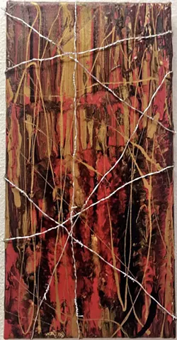 IMPROMPTU Morning Wind, a multimedia piece by teen artist Carma Coleman, was created in part when the wind knocked her canvas over while working outside in Paso Robles. - IMAGE COURTESY OF CARMA COLEMAN