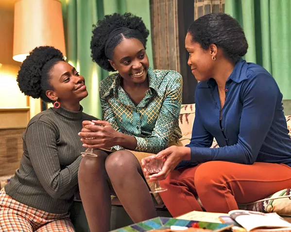 SUPPORT SYSTEM Tish's (KiKi Lane, center) sister, Ernestine (Tayonah Parris, left), and mother, Sharon (Regina King, right), give her what she needs to carry on in the face of injustice. - PHOTOS COURTESY OF ANNAPURNA PICTURES