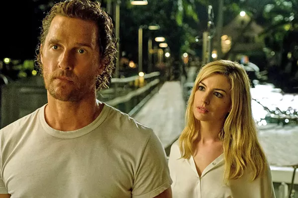 FEMME FATALE? When his ex-wife Karen (Anne Hathaway) shows up with a desperate story about her abusive new husband, fishing boat captain Baker Dill (Matthew McConaughey) must decide whether to help, in Serenity. - PHOTO COURTESY OF GLOBAL ROAD ENTERTAINMENT