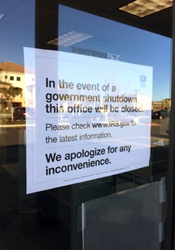 RIPPLE EFFECT The historic government shutdown closed some government offices and impacted federal employees, nonprofits, and cities and counties across the country, including on the Central Coast. - PHOTO BY CHRIS MCGUINNESS