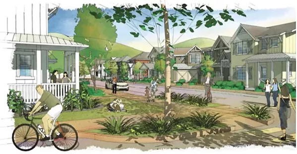 NEW CODE San Luis Obispo plans to adopt new green building codes this summer that will apply to developments like the incoming 580-home San Luis Ranch, rendered here. - RENDERING COURTESY OF THE CITY OF SAN LUIS OBISPO