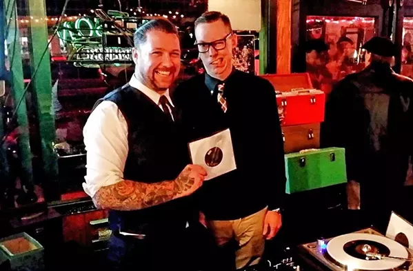 DANCE CRAZE! DJs Curtis Campbell (left) and Josh Whipple (right), known as The Ideals, will spin vintage '60s vinyl at SLO's Giuseppe's Cucina Rustica on March 30, as part of the 30th annual Push-Start Scooter Club's Rides of March scooter rally. - PHOTO COURTESY OF THE IDEALS