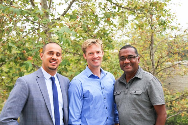 NEARBY SUPPORT (From left to right) Oscar Navarro, Nathan Heston, and Nishanta Rajakruna are the first three faculty members to participate in the Faculty in Residence pilot program. - PHOTO COURTESY OF SADIE ROGERS
