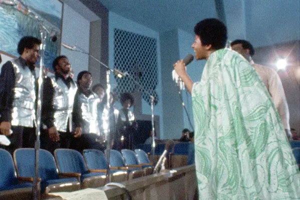 CALL AND RESPONSE Aretha Franklin teams up with the Southern California Community Choir to record Amazing Grace, her 1972 gospel album. - PHOTOS COURTESY OF 40 ACRES & A MULE FILMWORKS