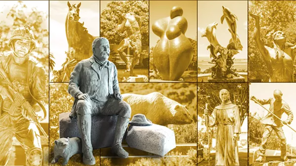 MONUMENT DEBATE While a group of locals raise funds to erect a Theodore Roosevelt monument in Mitchell Park, some say the former president is a poor choice for SLO's first statue of an individual. - COVER PHOTOS BY JAYSON MELLOM; TEDDY ROOSEVELT PHOTO COURTESY OF PIERRE RADEMAKER. COVER DESIGN BY ALEX ZUNIGA