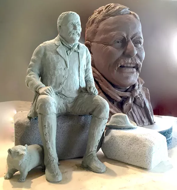 MAQUETTES These maquettes offer the public an idea of what a proposed Teddy Roosevelt monument in Mitchell Park would look like. - PHOTO COURTESY OF PIERRE RADEMAKER