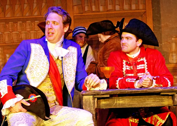 X MARKS THE SPOT Deception and puns abound in the Great American Melodrama's adaptation of Treasure Island. From left to right: Young Squire Trelawny (Ben Abbott) and Long John Silver (Mike Fiore.) - PHOTOS COURTESY OF THE GREAT AMERICAN MELODRAMA