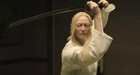 DEADLY DISCIPLINE Tilda Swinton stars as Zelda Winston, Centerville's eccentric undertaker and swordswoman. - PHOTOS COURTESY OF ANIMAL KINGDOM