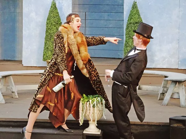 TROUBLEMAKERS Dame Toby Belch (Willow Orthwein) and Sir Andrew Aguecheek (Cody Schmidt) provide much of the comic relief in Twelfth Night. - PHOTOS COURTESY OF CENTRAL COAST SHAKESPEARE FESTIVAL