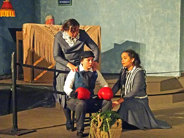 UNDERCOVER Viola (Cassidy Cagney, center) masquerades as a young man named Cesario, which leads to an unexpected brawl. - PHOTOS COURTESY OF CENTRAL COAST SHAKESPEARE FESTIVAL