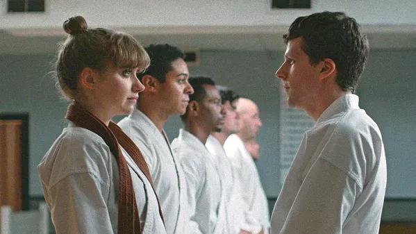 HIYA! After being randomly attacked, timid Casey (Jesse Eisenberg) decides to join a dojo and learn martial arts, leading him into a hyper-masculine underworld, in The Art of Self-Defense, screening exclusively at The Palm. - PHOTO COURTESY OF END CUE