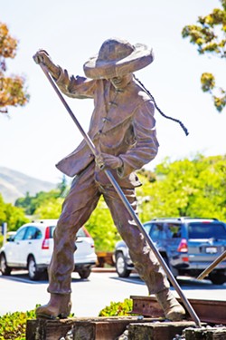 CITY ART DEBATE The San Luis Obispo City Council plans to ban public art of specific people in favor of concept-based art like this anonymous Chinese rail worker at SLO's Amtrak station. - FILE PHOTO BY JAYSON MELLOM