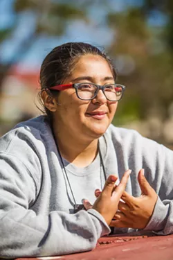 SELF-AWARENESS Dezarey Cerna came to Grizzly Youth Academy because she wants to relieve her grandmother of the stress Cerna says she was causing her by falling behind in school and using drugs. - PHOTO BY JAYSON MELLOM