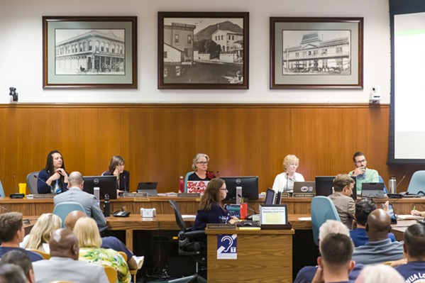 ELECTRIC VS. GAS At a Sept. 3 meeting that lasted until close to midnight, the San Luis Obispo City Council adopted a local building code that strongly disincentivizes natural gas in new development. - PHOTO BY JAYSON MELLOM