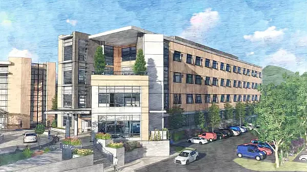 GROWTH A $125 million proposed expansion of French Hospital would add a four-story medical tower to its campus—making it the largest health care center in SLO County. - RENDERING COURTESY OF THE CITY OF SLO