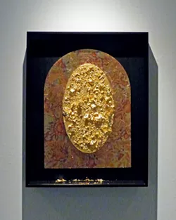 UNTITLED Bruce Miller said he has moved away from titling his pieces over the years in the interest of removing all bias from the viewing experience. This piece uses gold flakes to create a window-like image. - PHOTOS COURTESY OF BRUCE MILLER