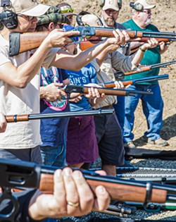 SHOOT TO THRILL Members of The Liberal Gun Club take a lever-action rifle class on Oct. 26 at the San Luis Obispo Sportsmen's Association near Morro Bay. - PHOTO BY JAYSON MELLOM