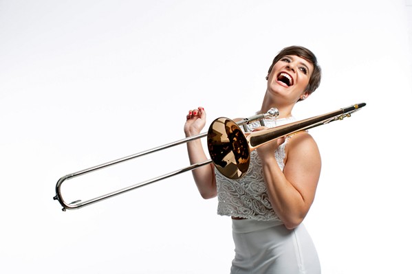 DOUBLE THREAT Check out singer and trombone player Aubrey Logan (of Postmodern Jukebox) who will perform her show A Sassy Christmas on Dec. 5, in The Siren. - PHOTO COURTESY OF AUBREY LOGAN