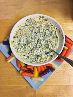 DIP IN Associate Editor Andrea Rooks shares her delectable artichoke dip recipe. - PHOTOS BY KAREN GARCIA