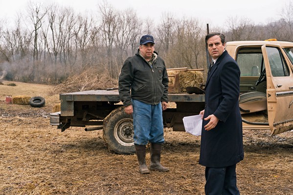 TROUBLED WATERS Farmer Wilbur Tennant (Bill Camp, left) enlists attorney Robert Bilott (Mark Ruffalo) to take on chemical giant DuPont, which is knowingly poisoning people with its Teflon products. - PHOTOS COURTESY OF KILLER FILMS