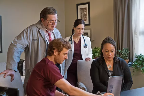 THE CAST Chicago Med actors (Left to right) Oliver Platt, Nick Gehlfuss, Torrey DeVitto, and S. Epatha Merkerson return for a fifth season, and will appear under the direction of Cambria native S.J. Main-Muñoz in their March 25 episode. - PHOTO COURTESY OF NBC