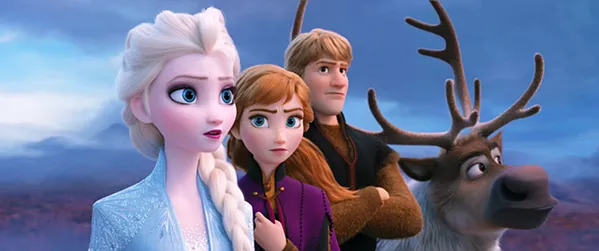 FRIENDSHIP ALWAYS WINS (Left to right) Elsa (Idena Menzel), Anna (Kristen Bell), Kristoff (Jonathan Groff), and Sven work together to help a mist-enshrouded forest regain its life. - PHOTOS COURTESY OF WALT DISNEY ANIMATION STUDIOS